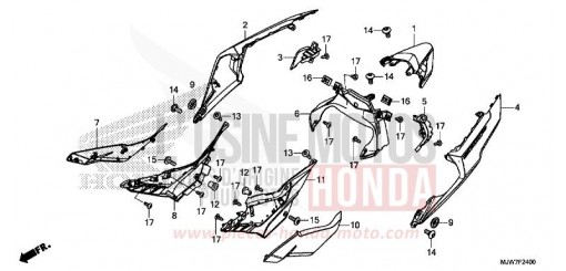 COPERTURA LATERALE/COPERTURA POSTERIORE CB500FAH di 2017